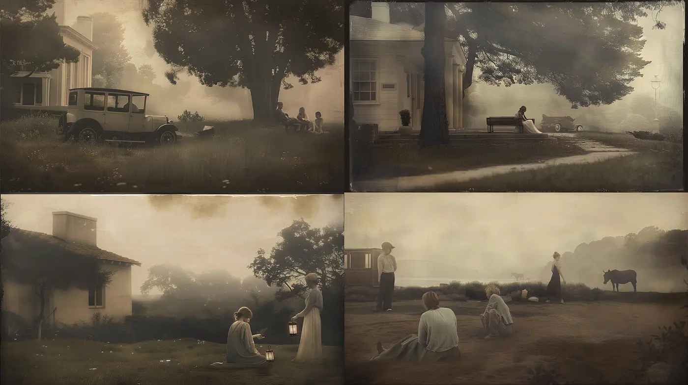 Ethereal Sepia Reverie: A Consistent Vintage Dreamland in Fading Hues - Midjourney sref style