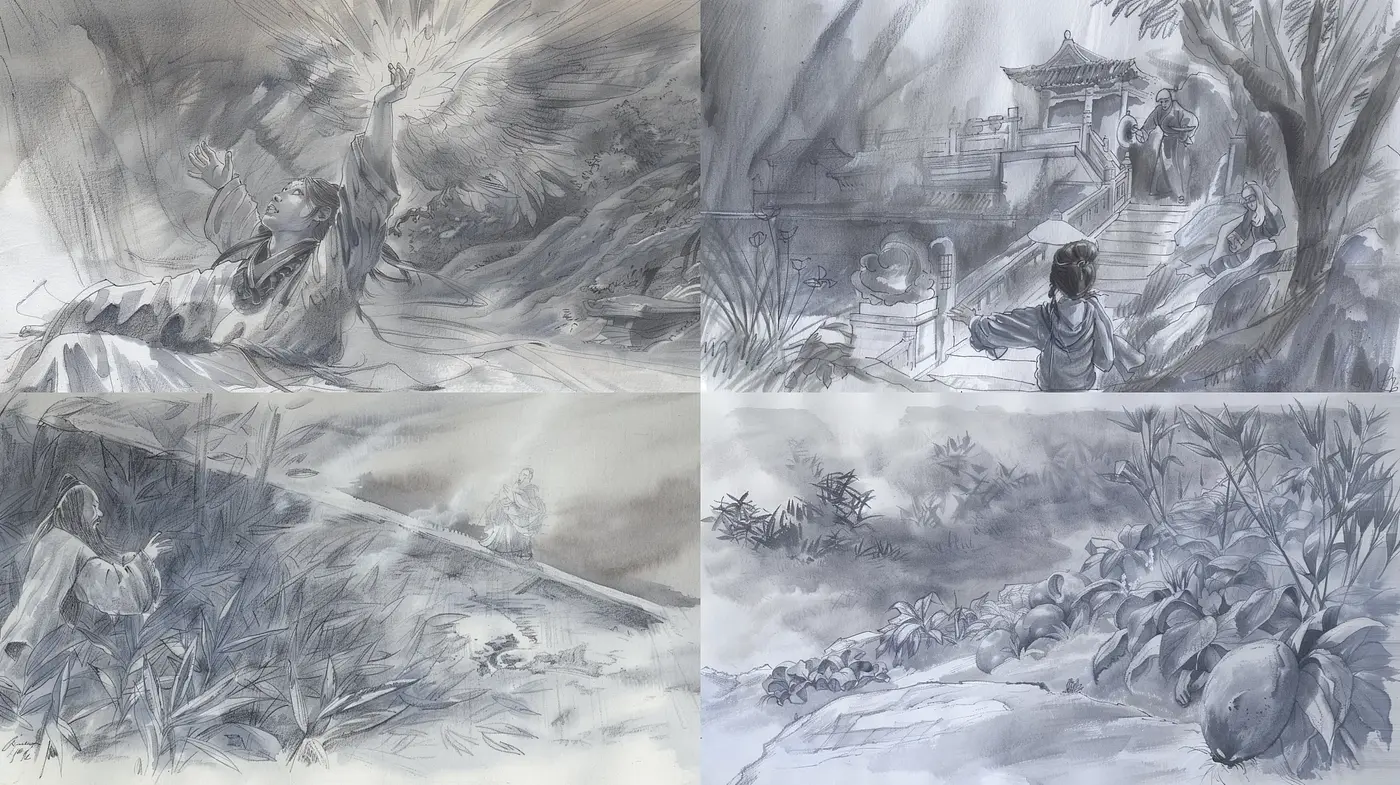 Monochromatic Elegance in Pencil Sketch Realism - Midjourney sref style