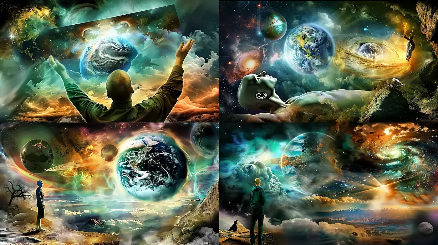 Cosmic Exploration and Surreal Landscapes with a Dreamlike Quality - Midjourney sref style