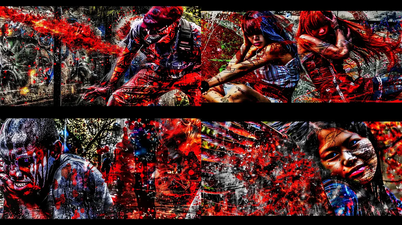 Fragmented Chaos: A Study in Abstract Expressionist Photography - Midjourney sref style