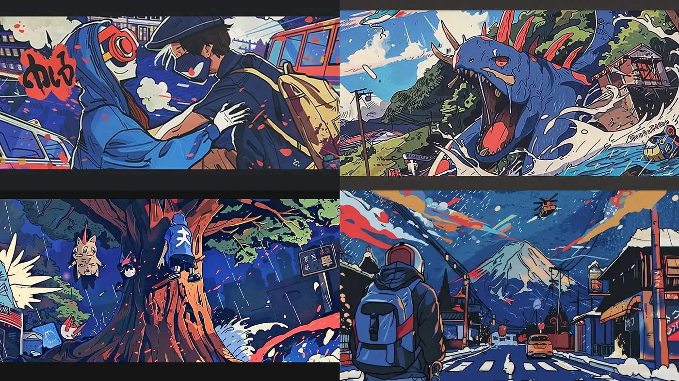 Dynamic Comic Explosion: A Fusion of Manga and Street Art - Midjourney sref style