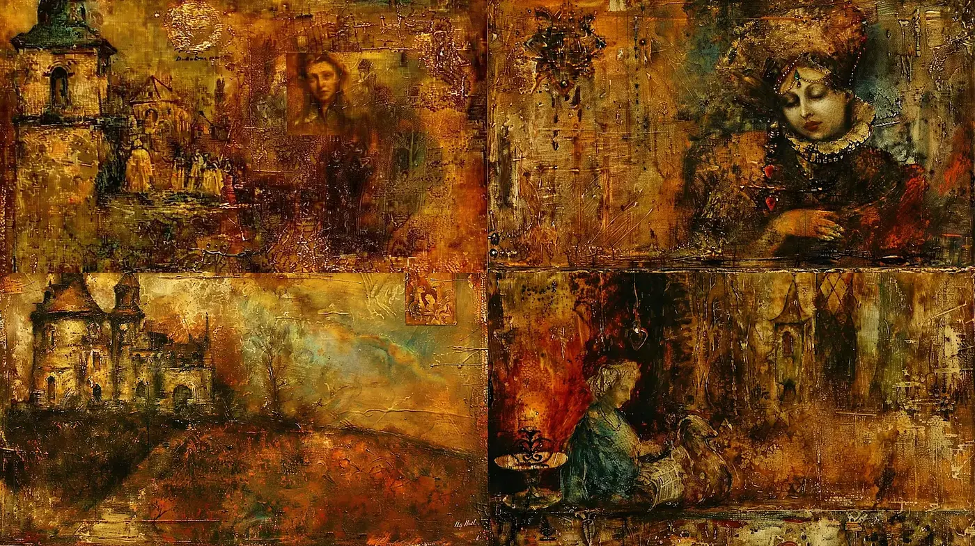 Ethereal Mystique with a Rich Textural Narrative - Midjourney sref style