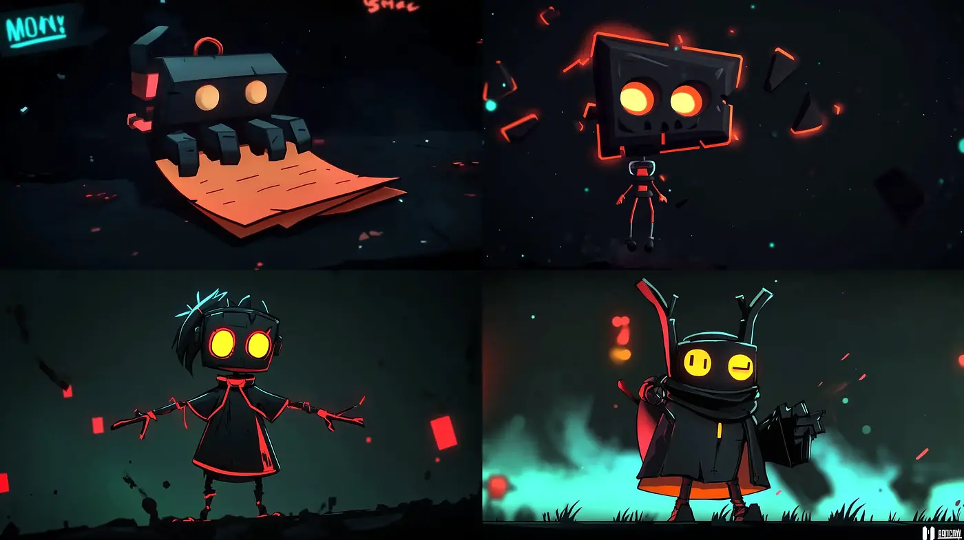 Nocturnal Robotic Fantasia: A Glimpse into a Dimension of Surreal Automatons - Midjourney sref style