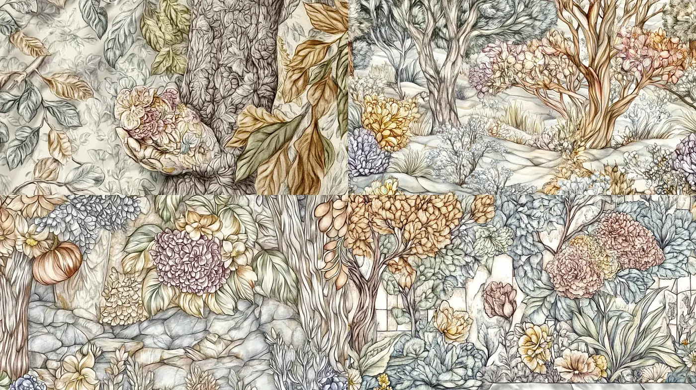 Ethereal Botanical Dreamscape: A Whimsical Floristic Enchantment - Midjourney sref style