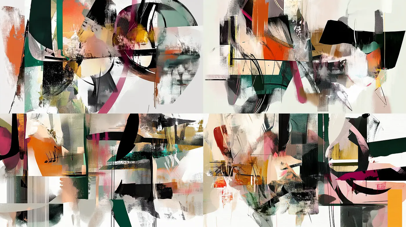Abstract Medley of Energetic Brushstrokes and Eclectic Forms - Midjourney sref style