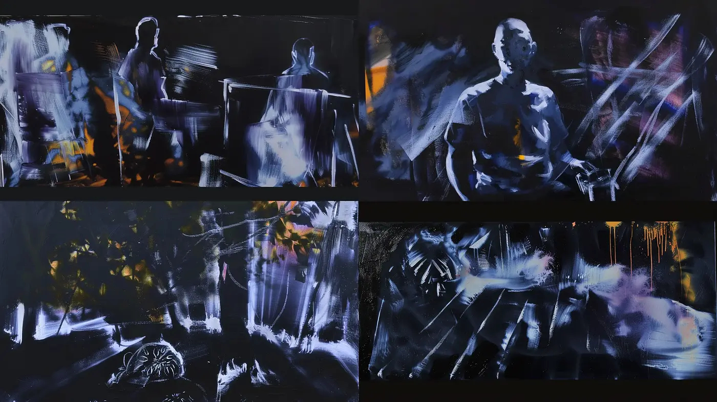 Nocturne Reflections in Abstract Expressionism - Midjourney sref style