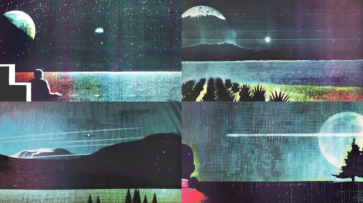 Ethereal Nocturne in Textured Hues: A Harmony of Synthetic and Organic - Midjourney sref style