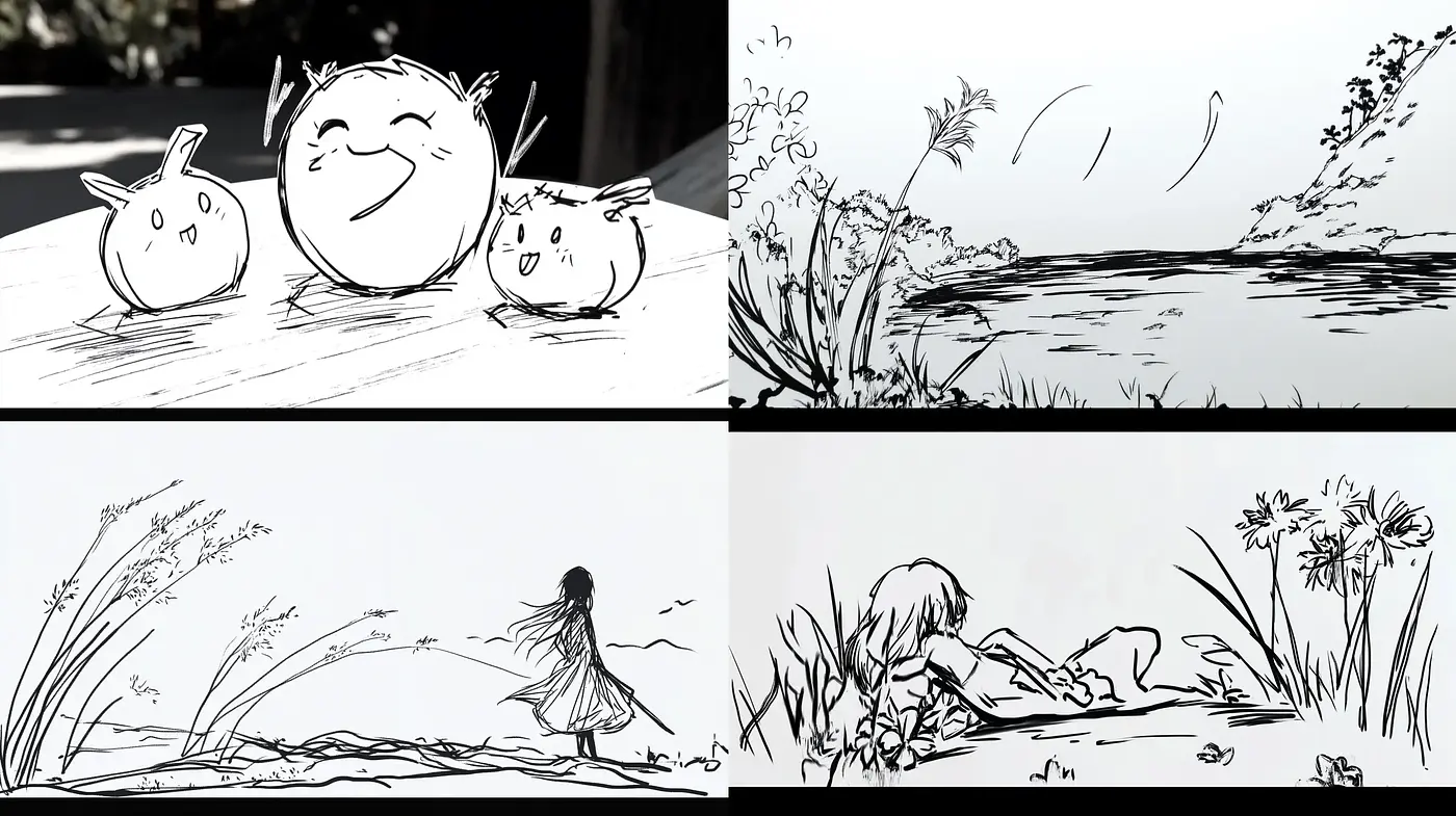 Monochromatic Ink Wash Dreamscapes - Midjourney sref style