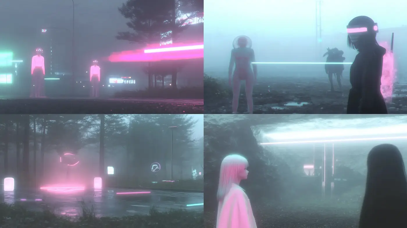 Ethereal Neon Dreamscape: A Homage to Cyberpunk Aesthetics - Midjourney sref style