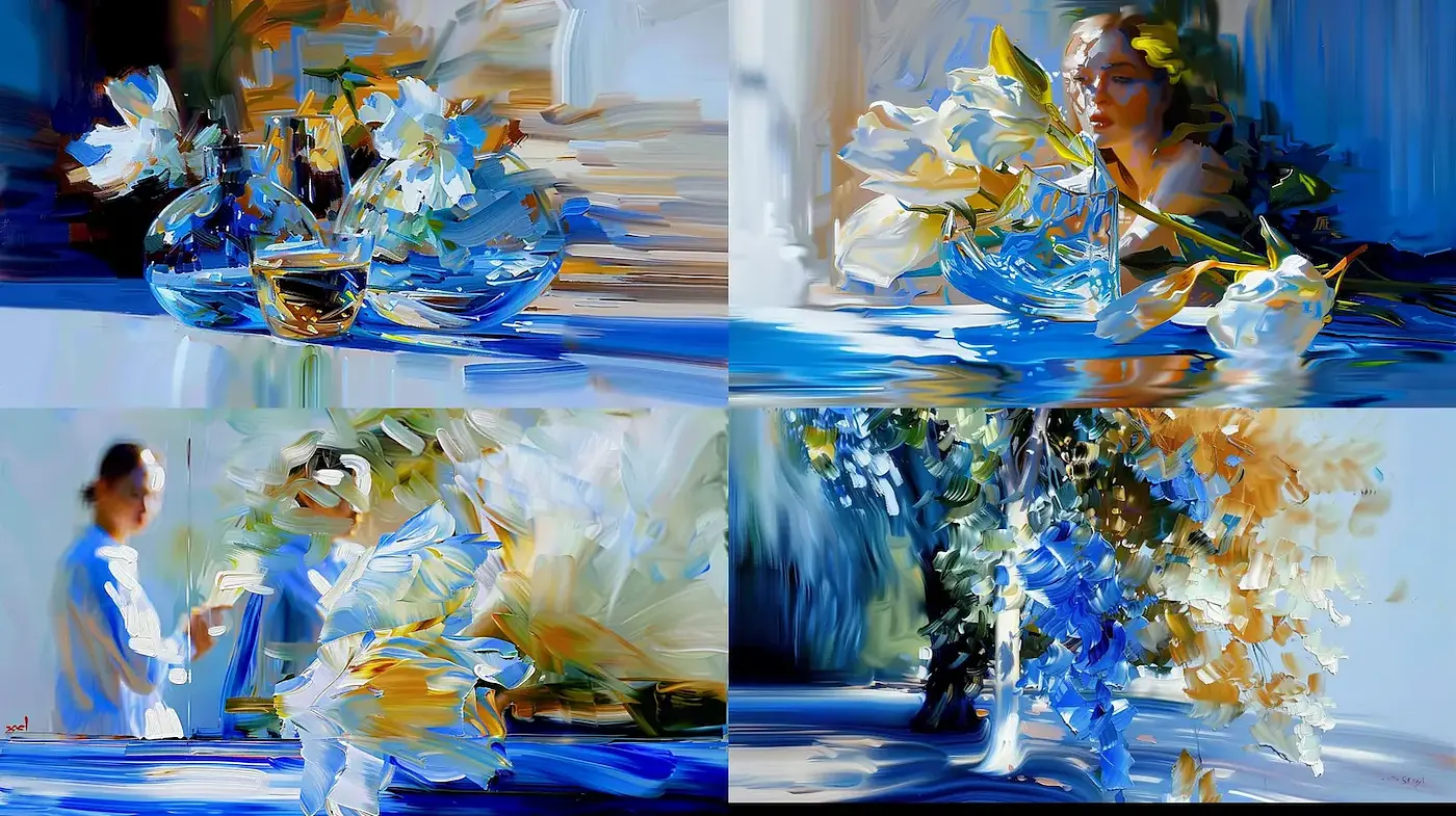 Vibrant and Fluid Artistry with Natural Elements - Midjourney sref style