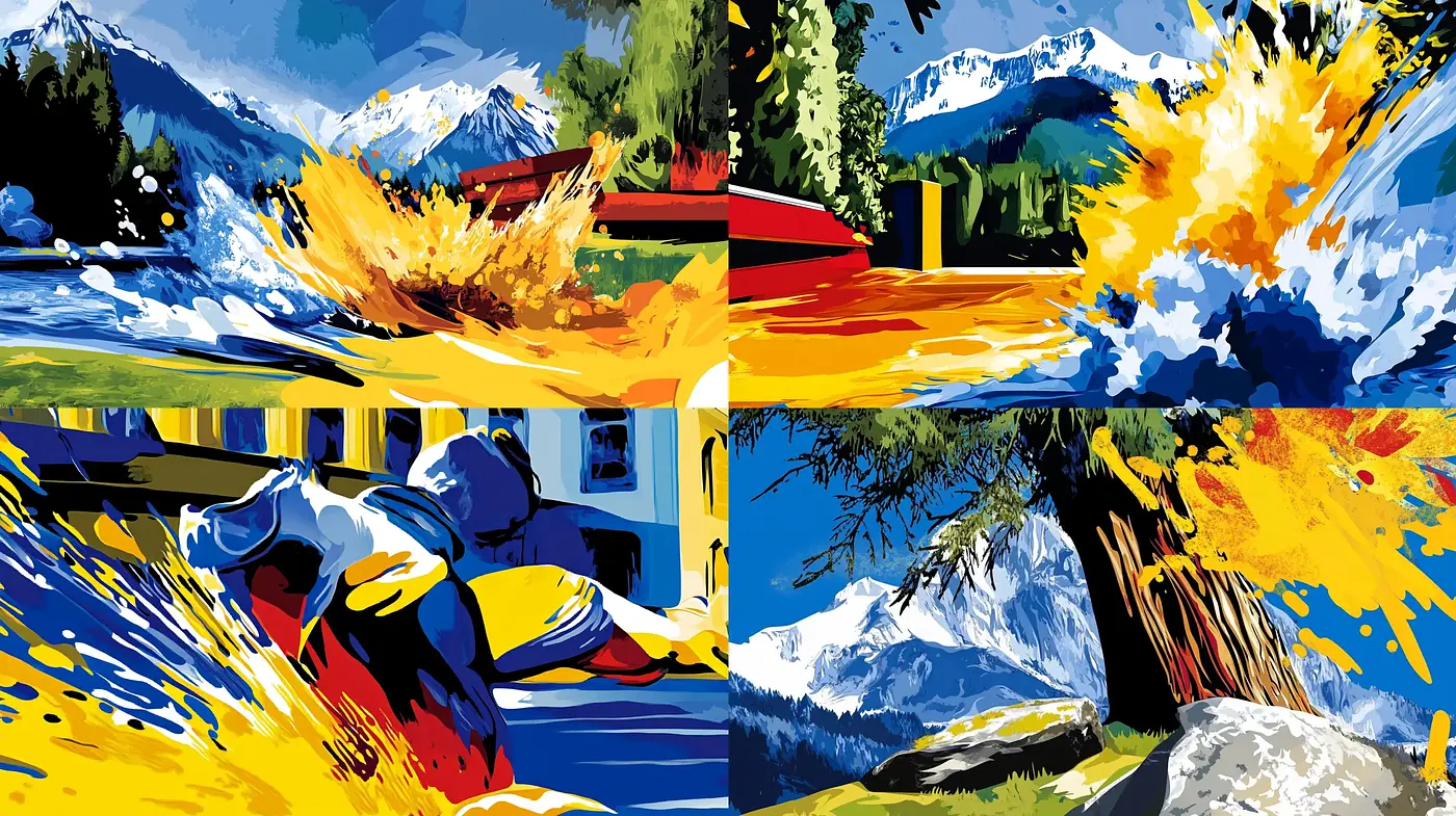 Vibrant Expressionist Alpine Tableau - Midjourney sref style
