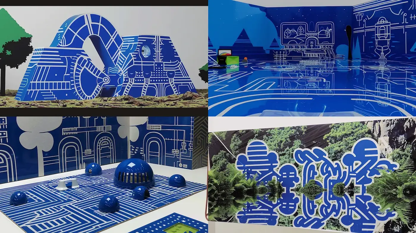 A Harmonious Blend of Geometric Patterns and Natural Elements in a Vivid Color Palette - Midjourney sref style