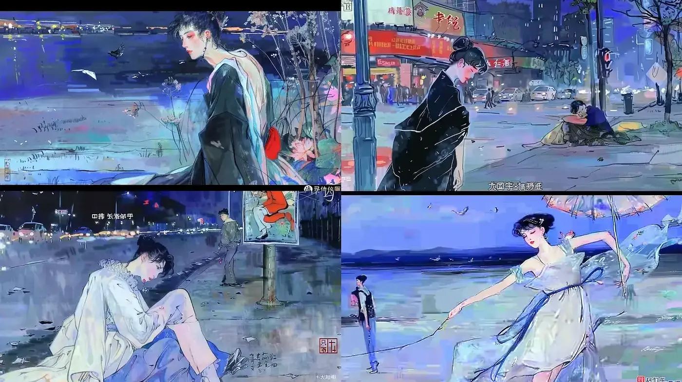 Cinematic Urban Dreamscapes with Ethereal Charm and Fluid Textures - Midjourney sref style