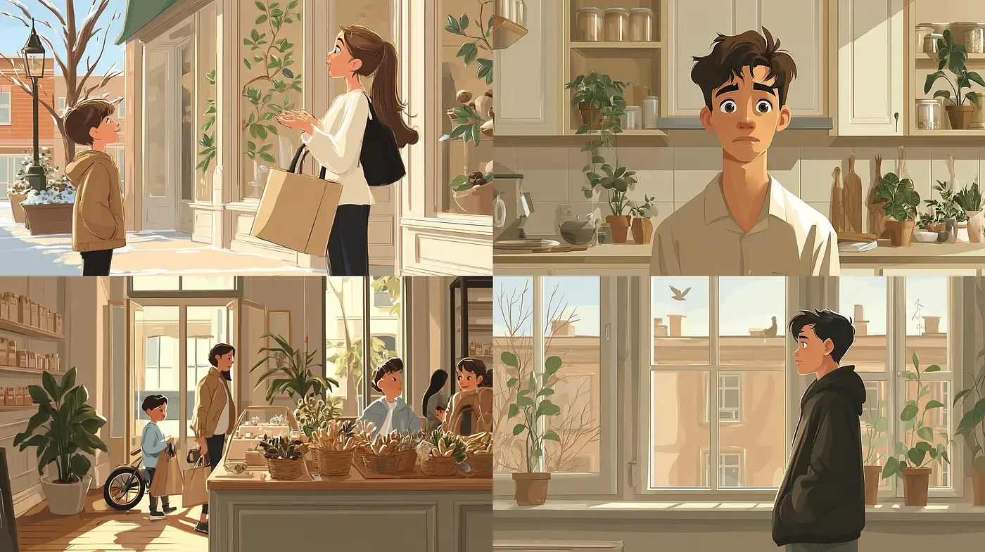 Warm, inviting and contemporary illustrations with a sense of nostalgia - Midjourney sref style