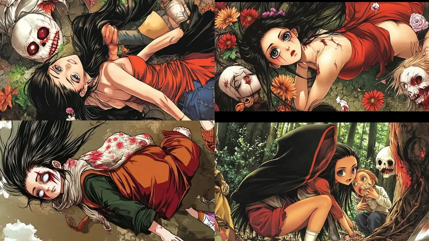 Ethereal Macabre Manga-Inspired Artistry - Midjourney sref style