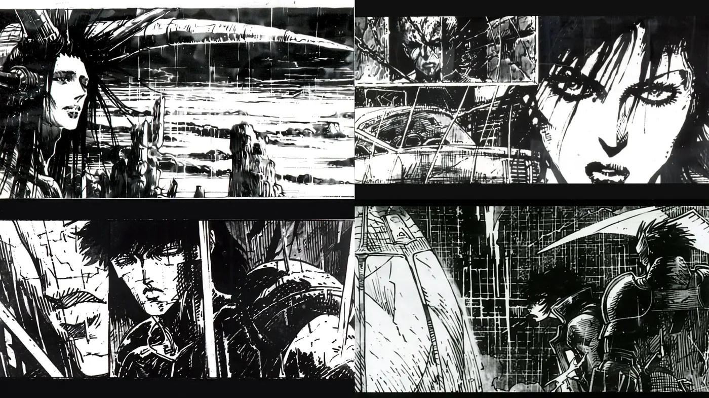 Gritty Monochrome Manga Artistry with Expressive Inkwork - Midjourney sref style