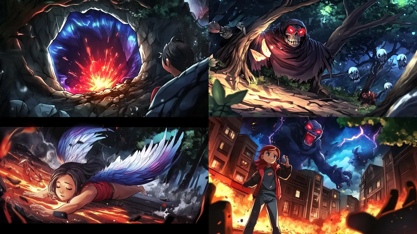 Dynamic Contrasts and Vivid Storytelling in Digital Illustration - Midjourney sref style