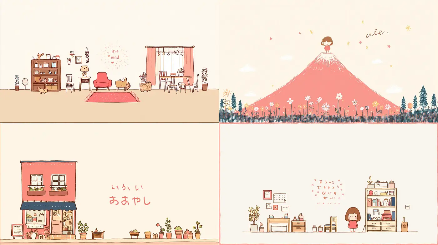 Charming Minimalist Illustrations with a Whimsical and Cozy Atmosphere - Midjourney sref style