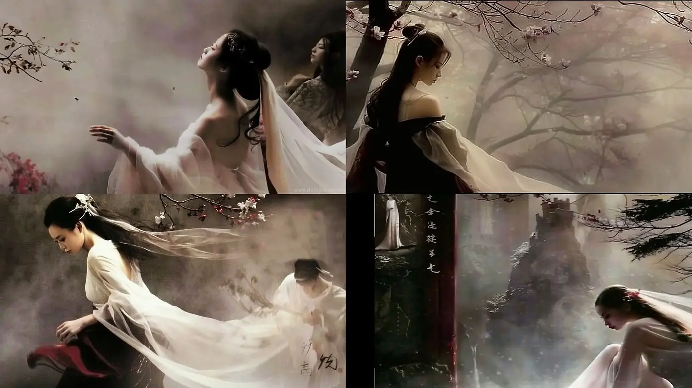 Ethereal Elegance in Monochromatic Nature: A Harmonic Blend of Fantasy and Traditional Chinese Aesthetics - Midjourney sref style