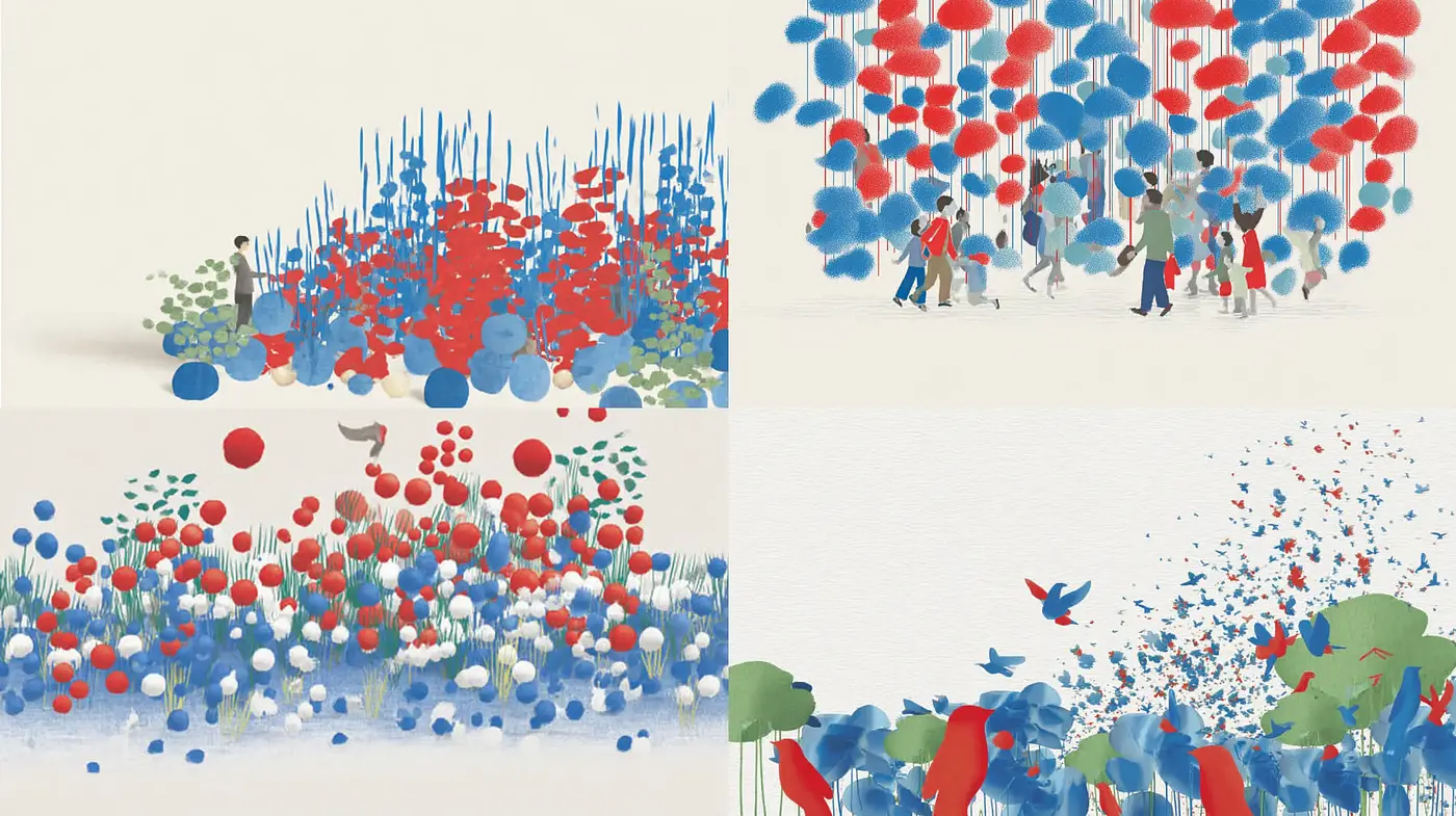 Vibrant and Playful Illustrative Style with Organic Elements - Midjourney sref style