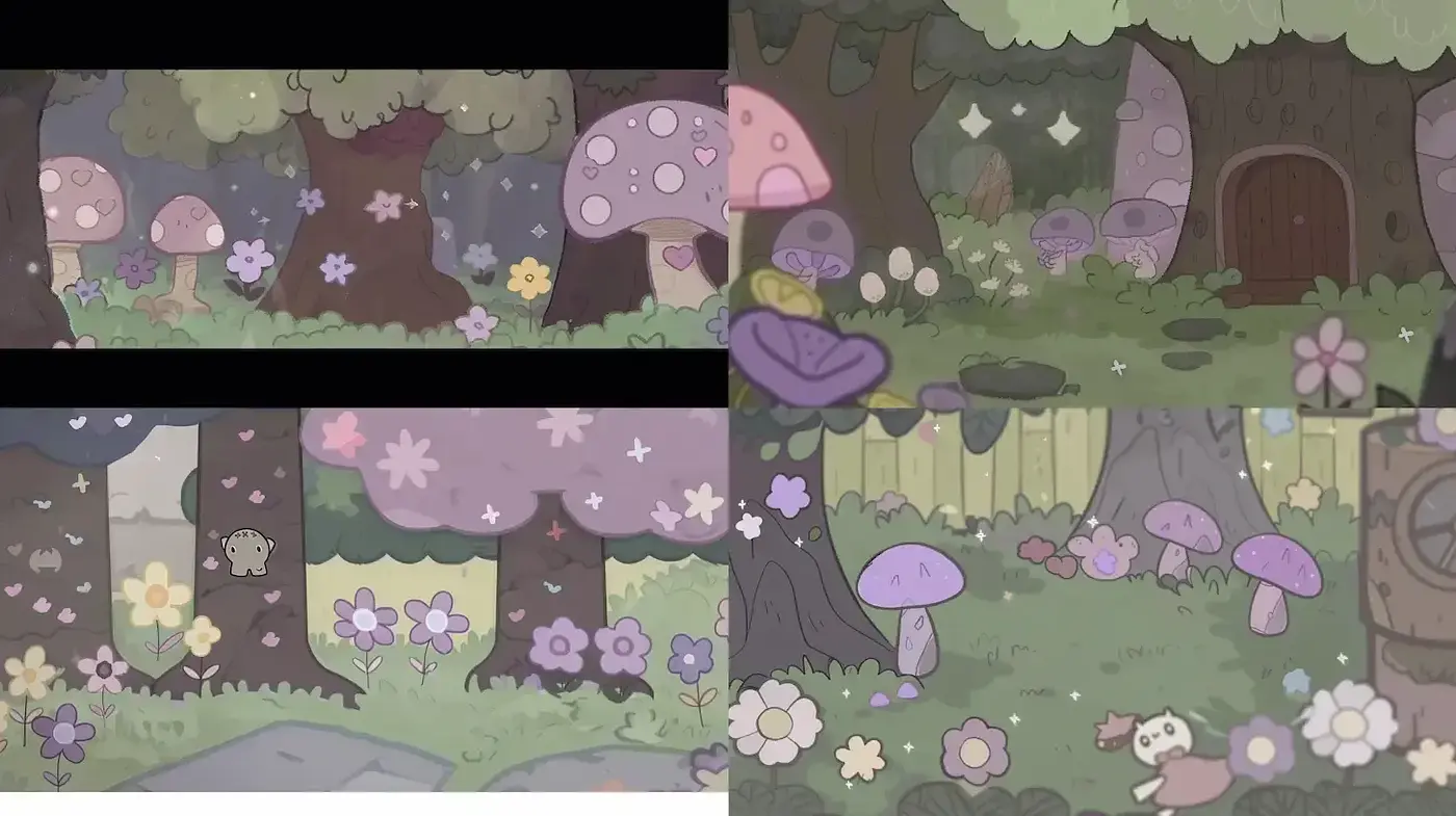 whimsical and enchanting forest illustrations with playful details - Midjourney sref style
