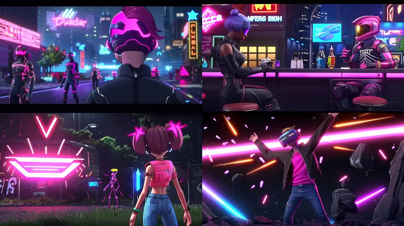 Neon-Noir Cyberpunk Aesthetic with Vivid Chromatic Vibrancy - Midjourney sref style