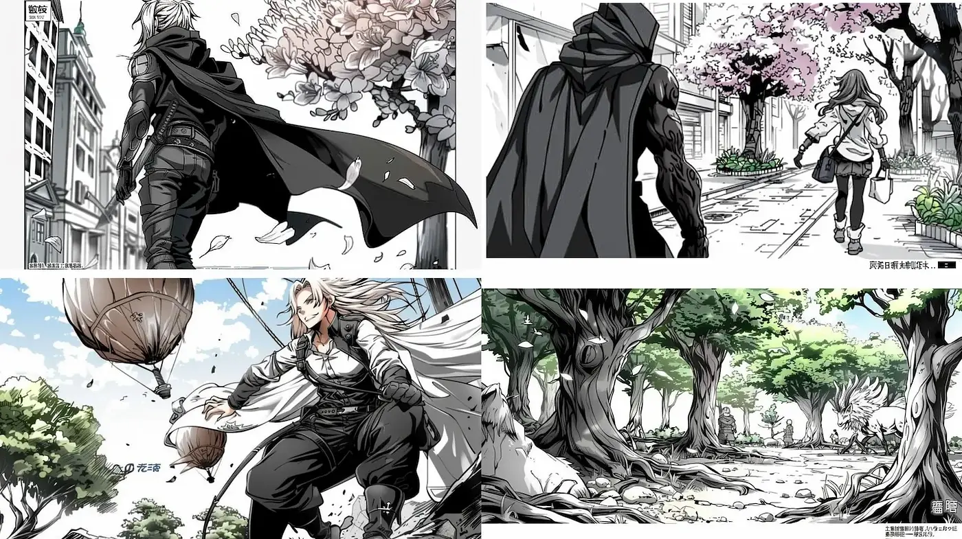Stylized Manga-Inspired Urban and Natural Landscapes - Midjourney sref style