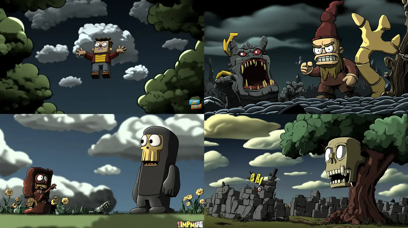 Whimsical Sepia-Toned Cartoon Vignettes - Midjourney sref style