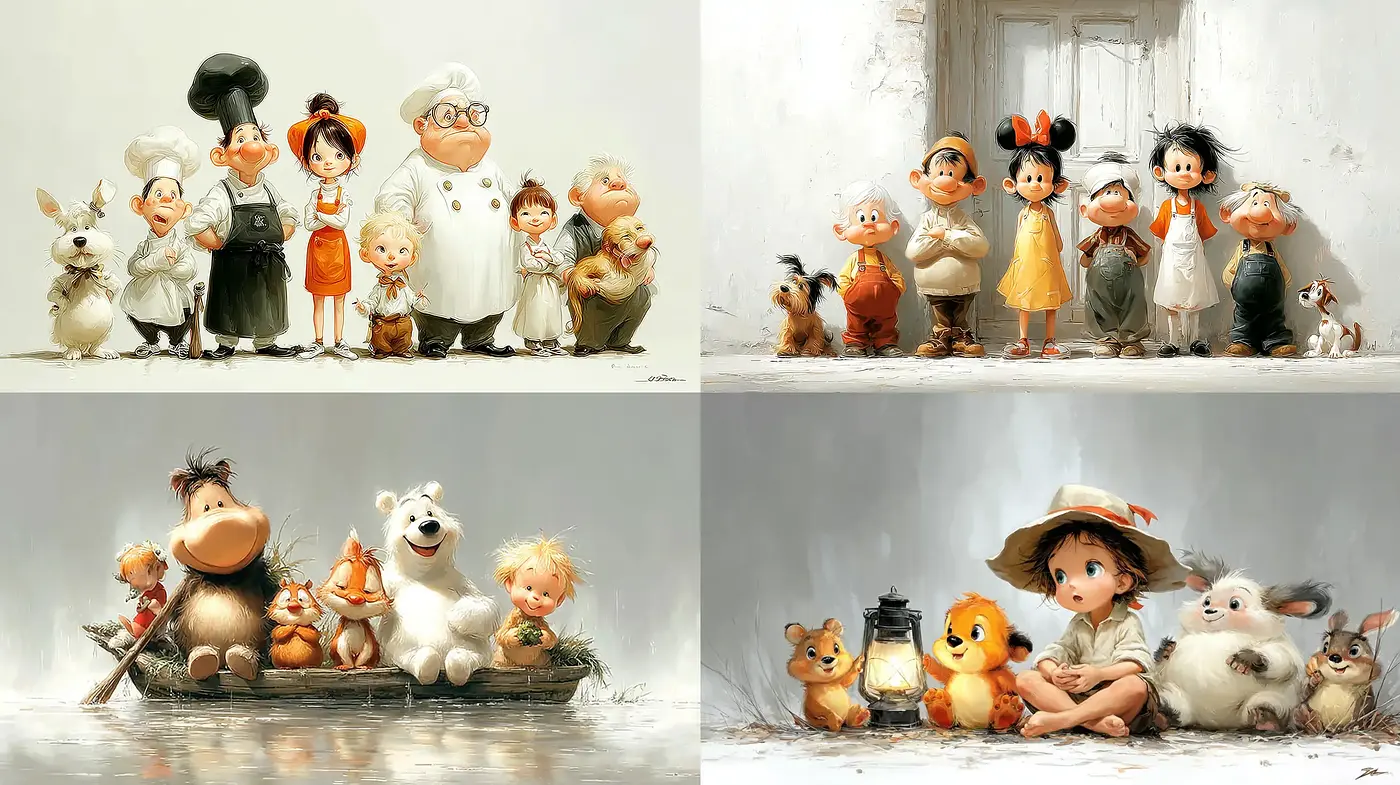 Charming Whimsy with a Playful Touch of Nostalgia - Midjourney sref style