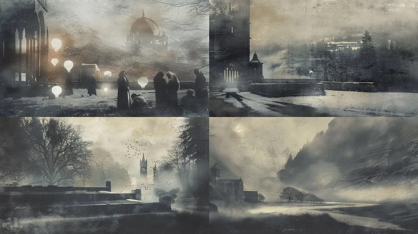 Ethereal Monochromatic Dreamscape: A Study in Moody Grayscale Textures and Atmospheric Ambiance - Midjourney sref style