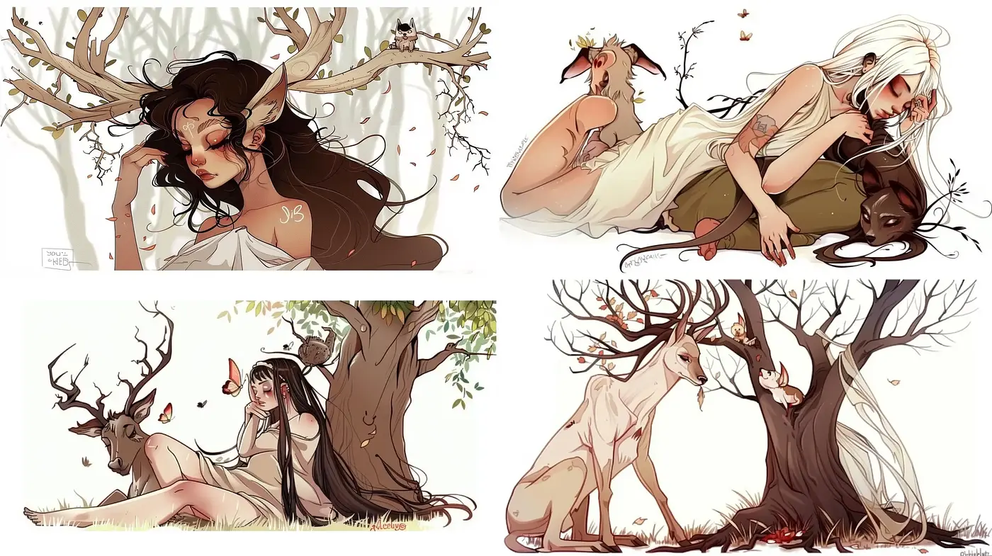 Harmonious Earth-Toned Illustrative Fantasy - Midjourney sref style