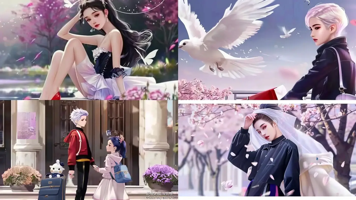 Serene Elegance in Spring's Embrace: A Dance of Anime-Inspired Aesthetics with Pastel Blossoms - Midjourney sref style