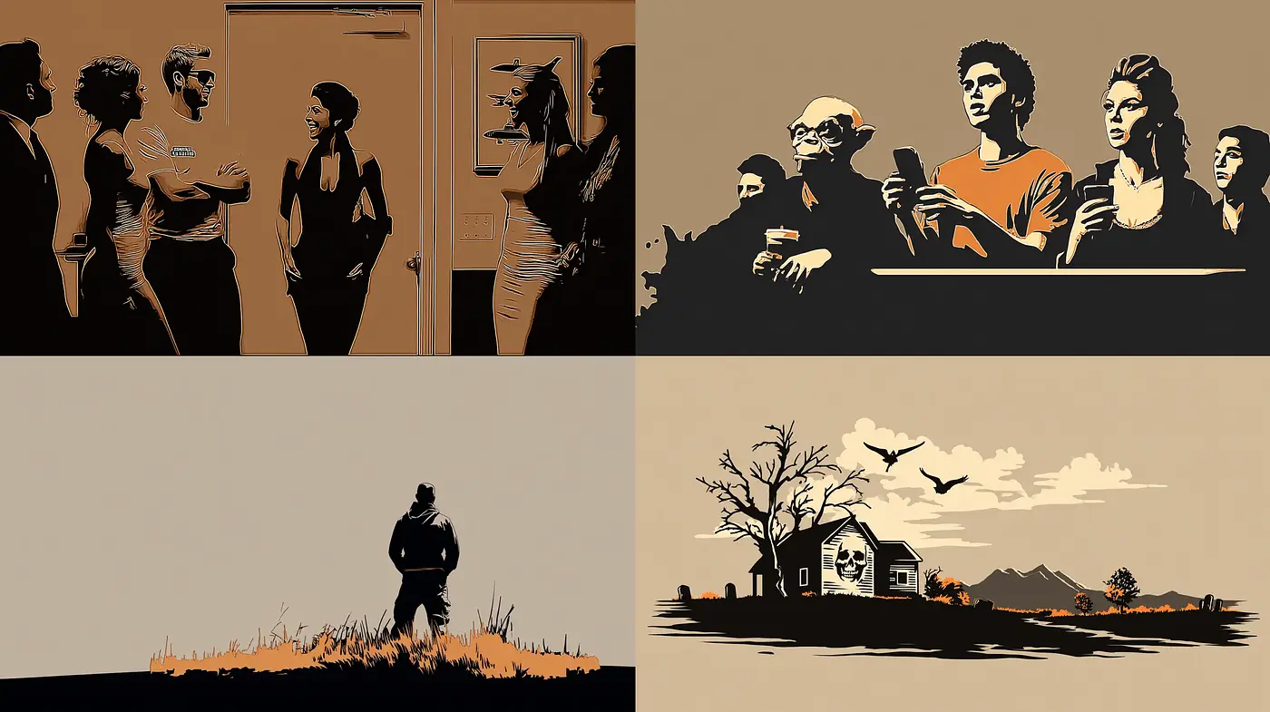 Dramatic and Graphic Artistic Expression with Vintage Undertones - Midjourney sref style