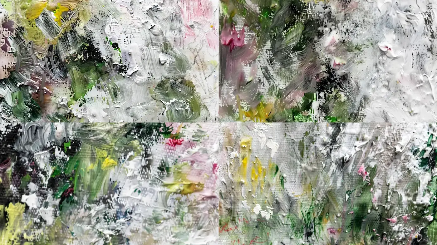 Abstract Impressionist Textures with a Vibrant Natural Palette - Midjourney sref style