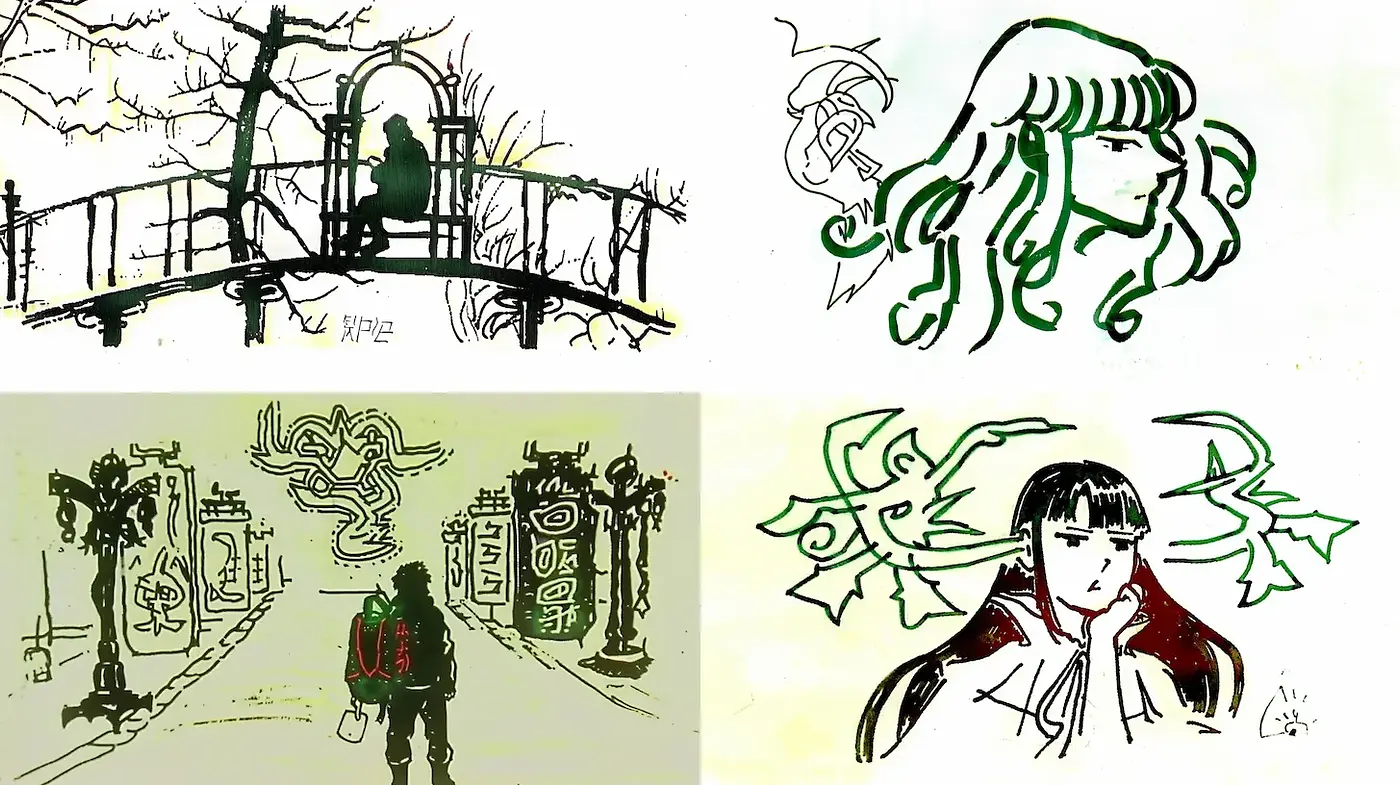 Whimsical and Ethereal Illustrations Incorporating Nature and Characters - Midjourney sref style