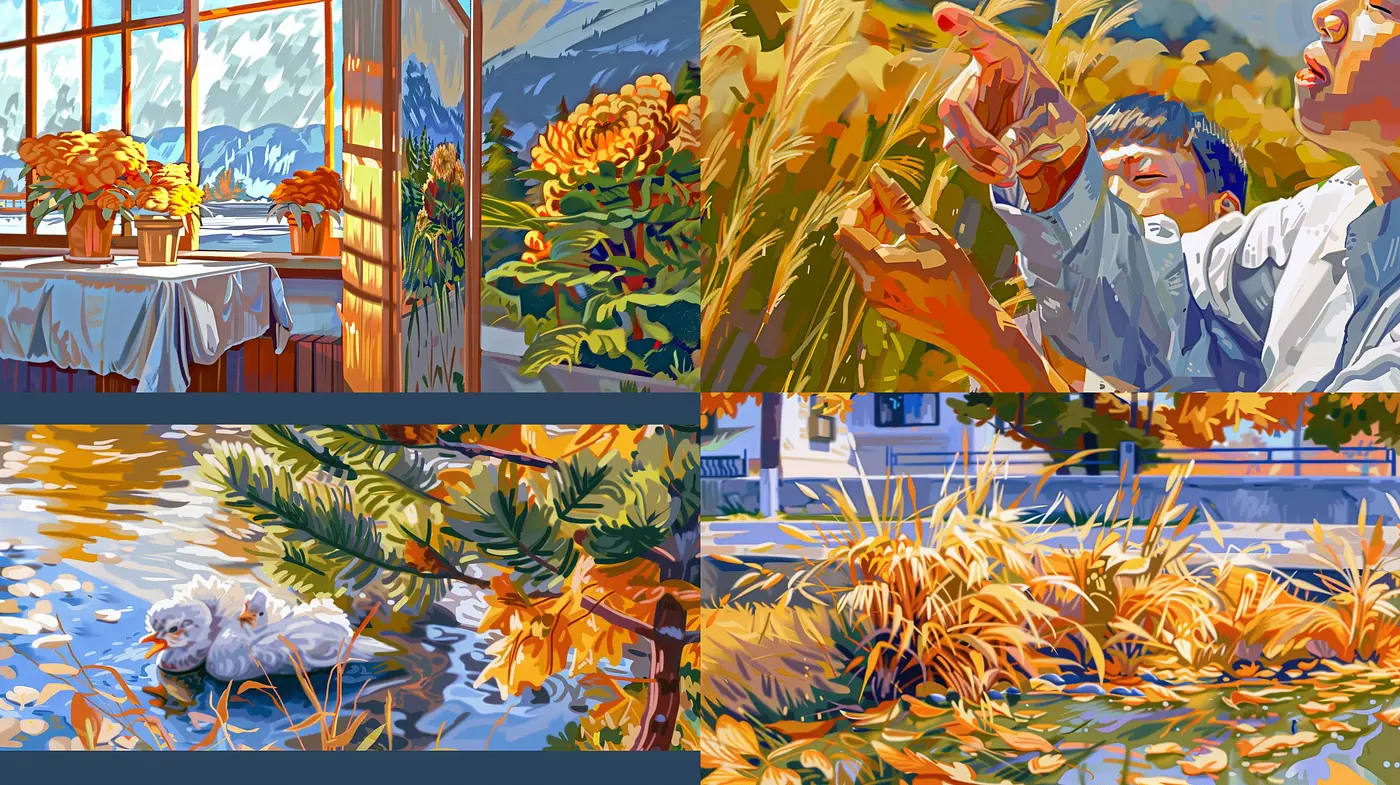 Autumn Hues Interplay with Expressive Strokes - Midjourney sref style