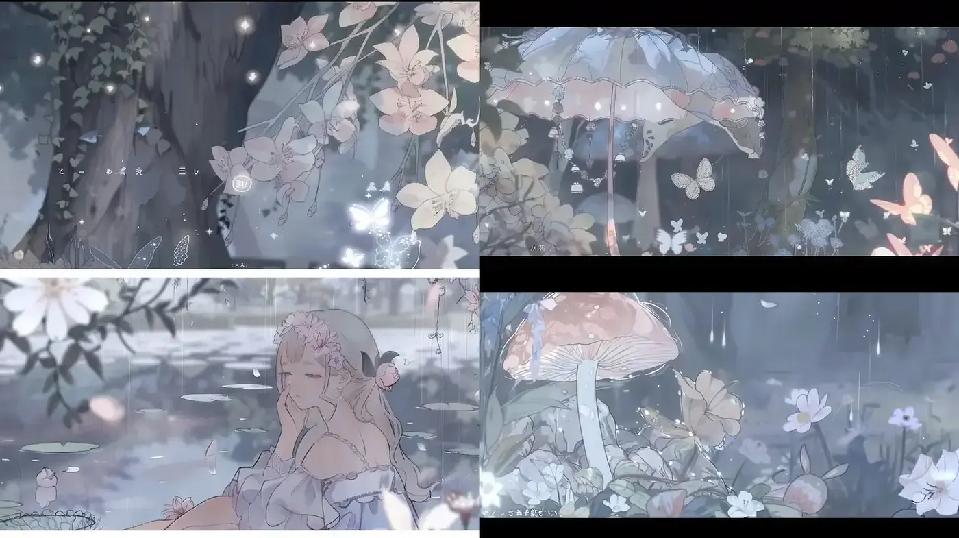 Whimsical and ethereal illustrations with soft dreamlike elements - Midjourney sref style