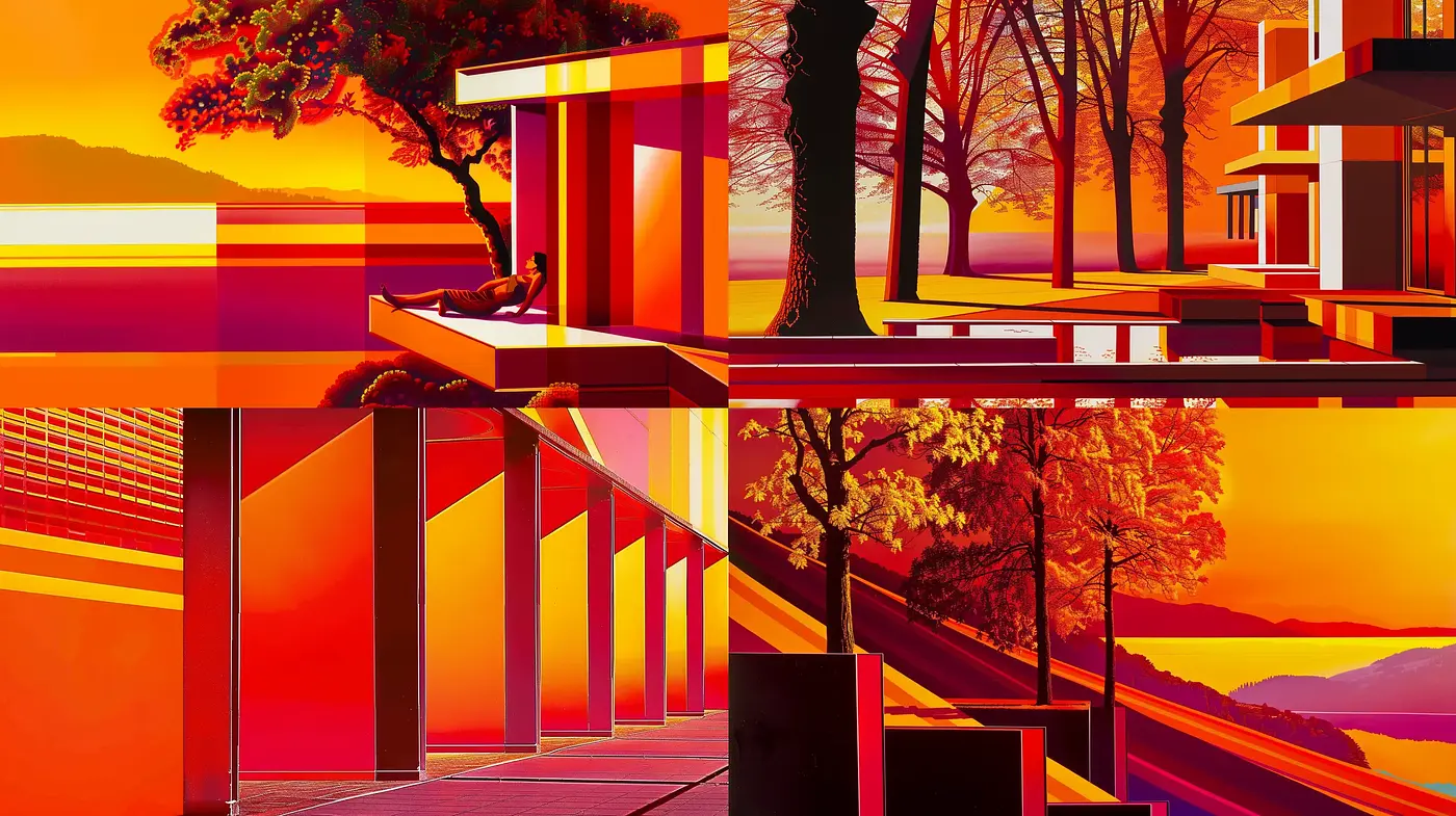 Luminous Chromatic Symmetry: A Homage to Warm Tones and Geometric Balance - Midjourney sref style