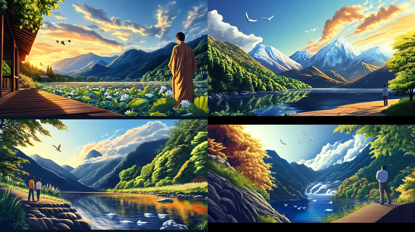 Serene Nature's Harmony: A Consistent Pastoral Theme - Midjourney sref style