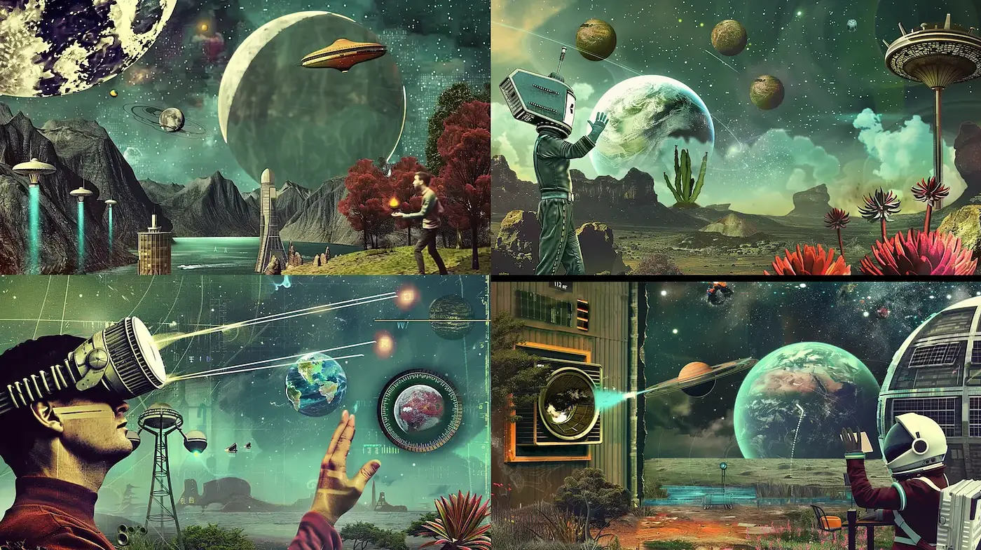 Futuristic Surreal Landscapes with Cosmic Elements - Midjourney sref style