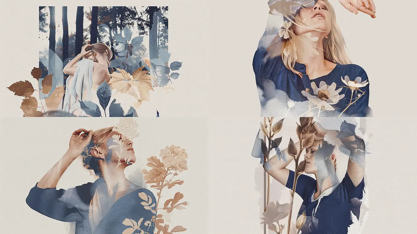 Ethereal Florals Interwoven with Soft Human Elements in Dreamlike Compositions - Midjourney sref style