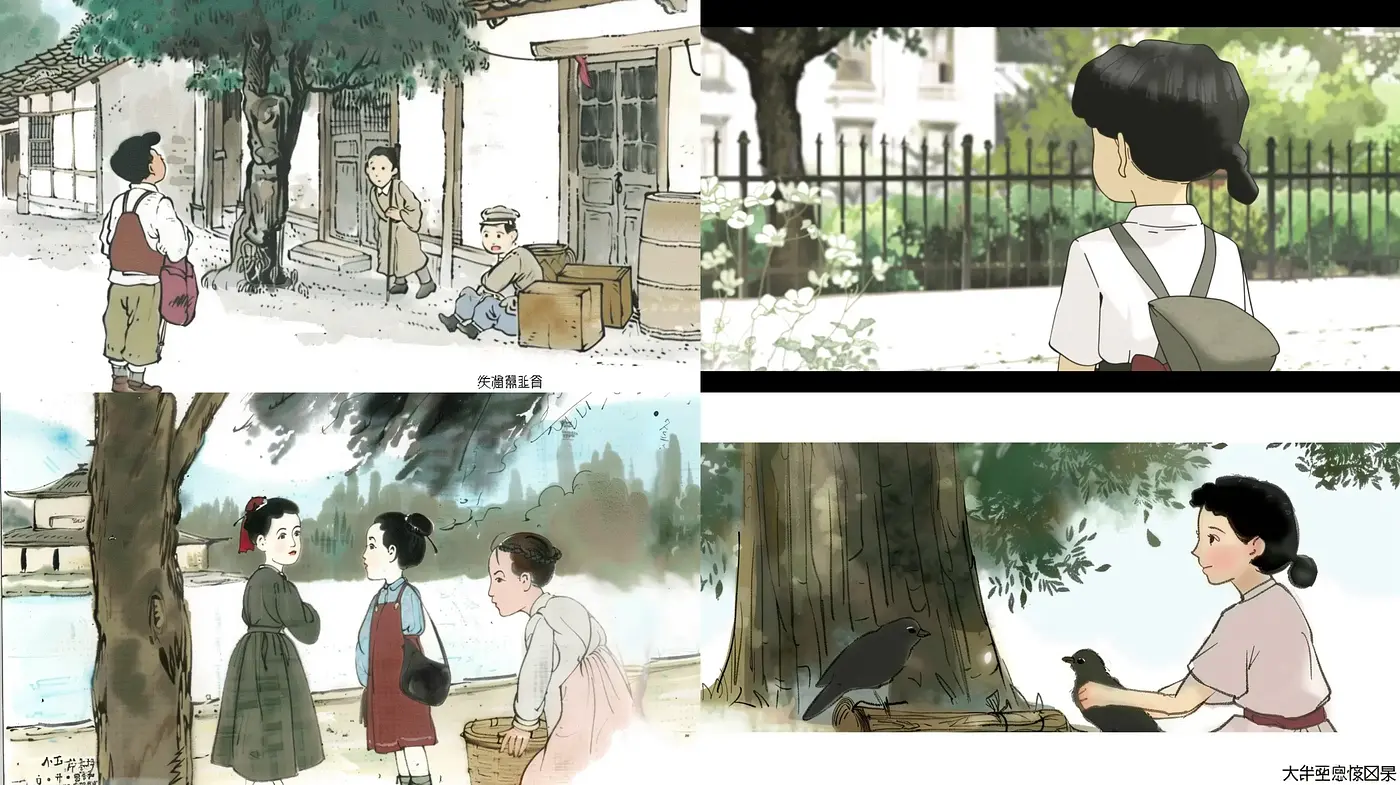 Evocative Ink-Washed Nostalgia with a Touch of Anime Serenity - Midjourney sref style