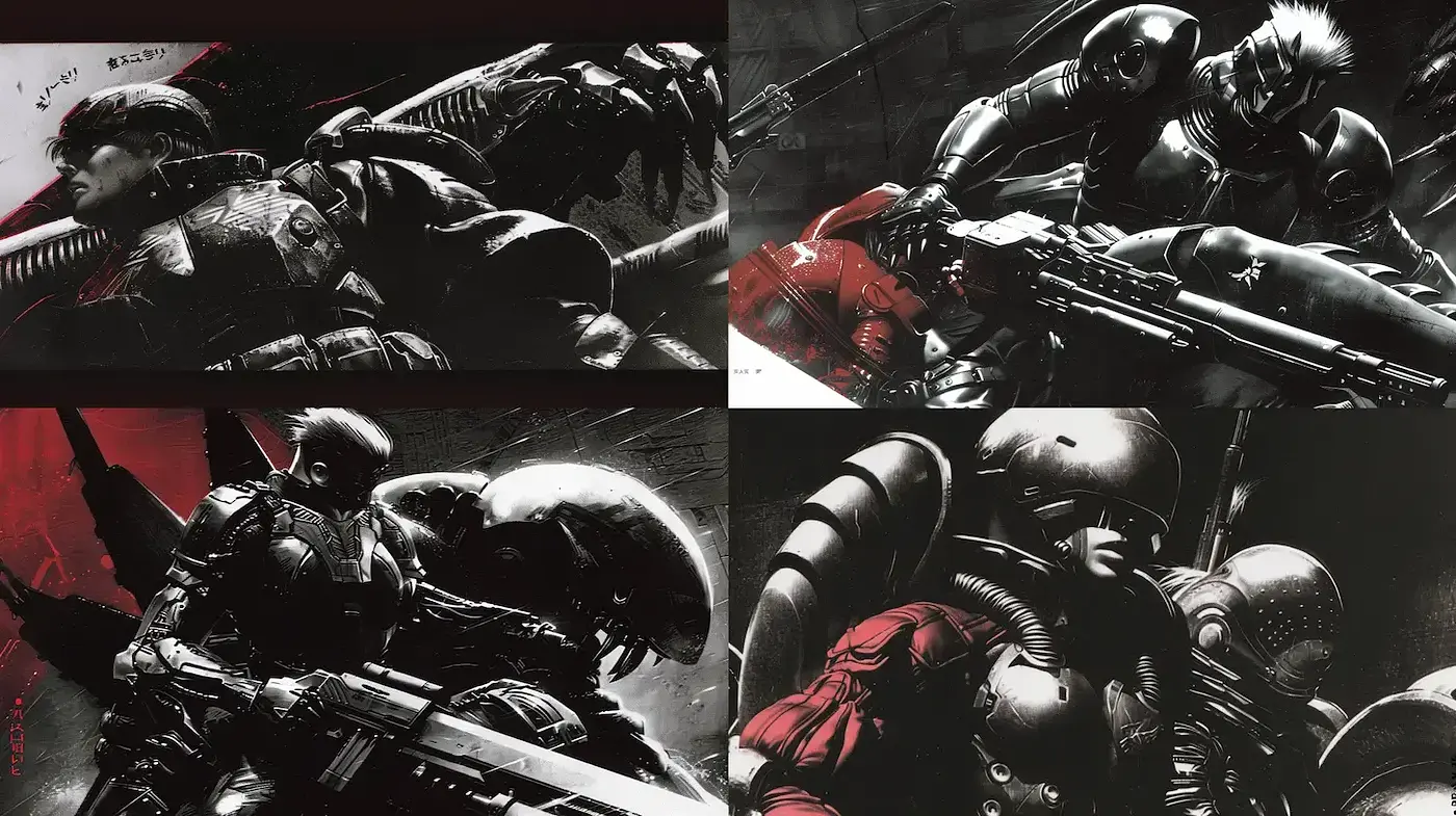 Dynamic and Intense Sci-Fi Illustration with High Contrast - Midjourney sref style