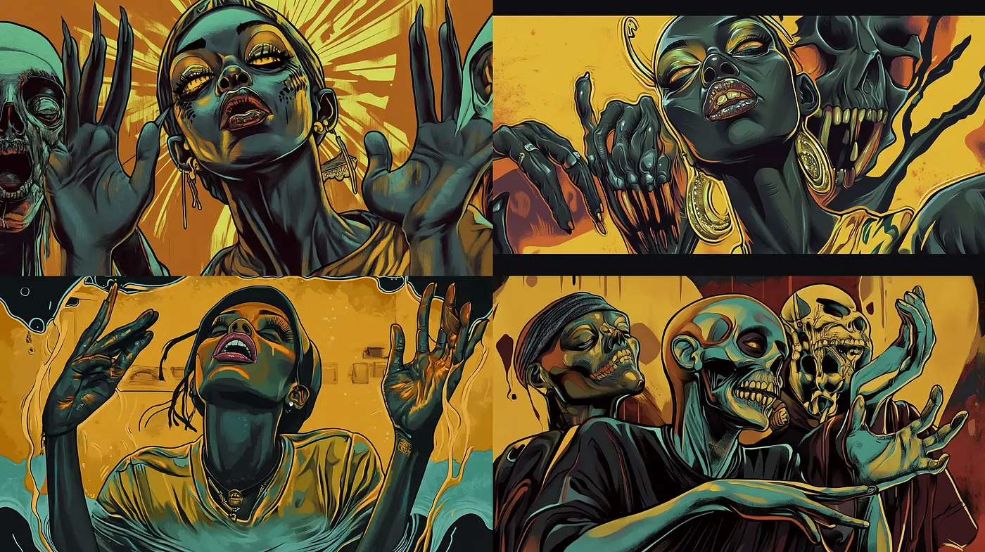 Haunting Expressiveness within Surreal Comic-Book Horror - Midjourney sref style
