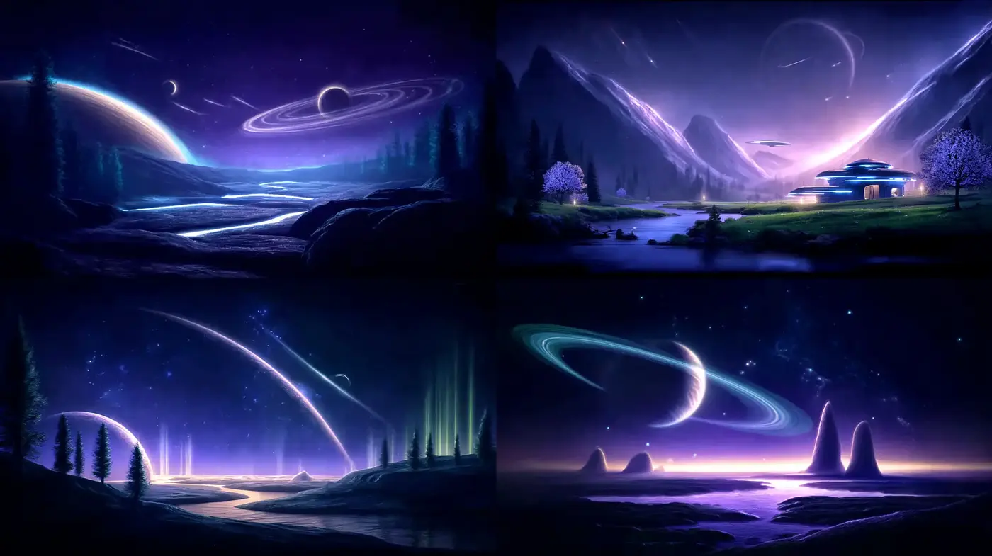 Cosmic Landscapes with a Dreamlike Atmosphere - Midjourney sref style