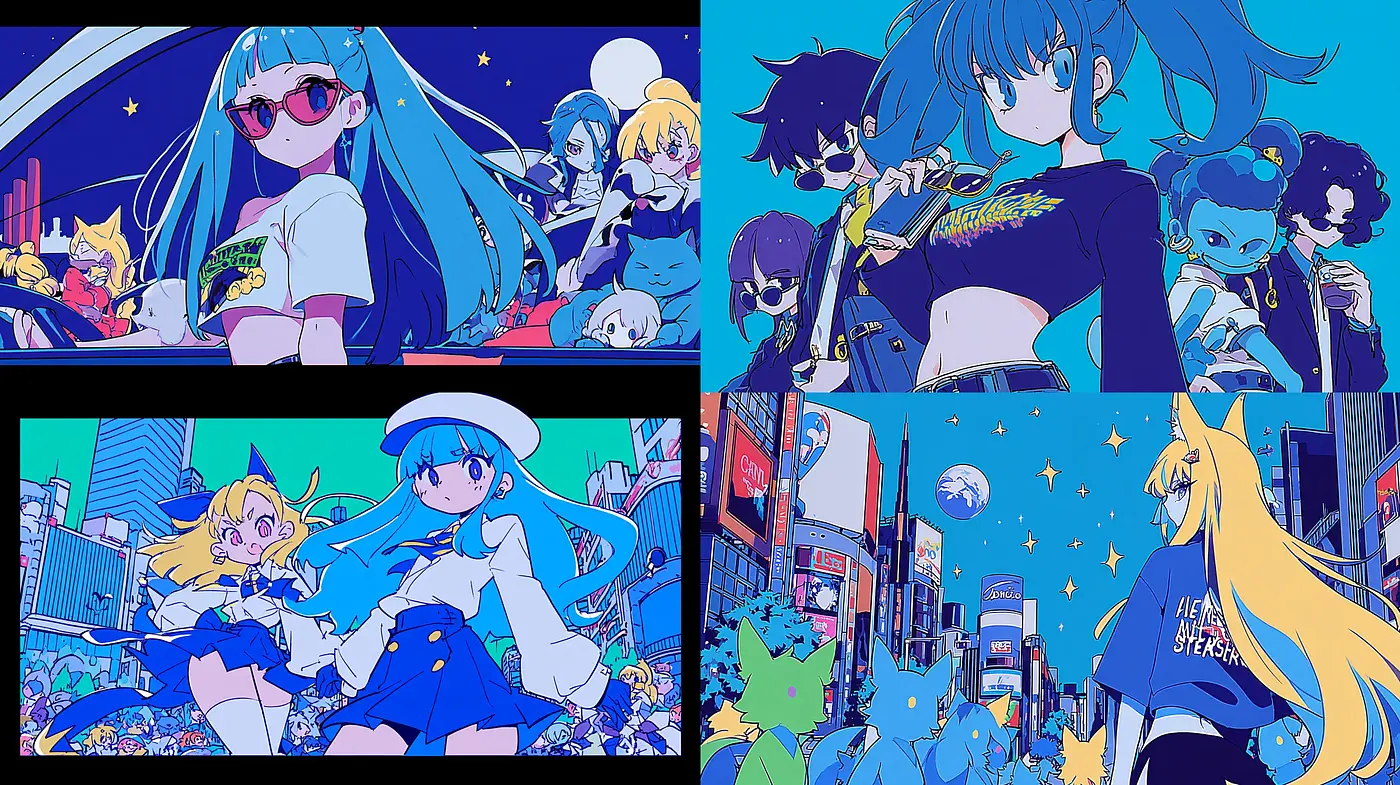 Vibrant and Dynamic Urban Anime Aesthetic with Bold Colors - Midjourney sref style