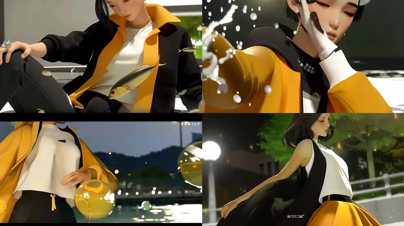 Dynamic and modern illustrative style with aquatic themes - Midjourney sref style