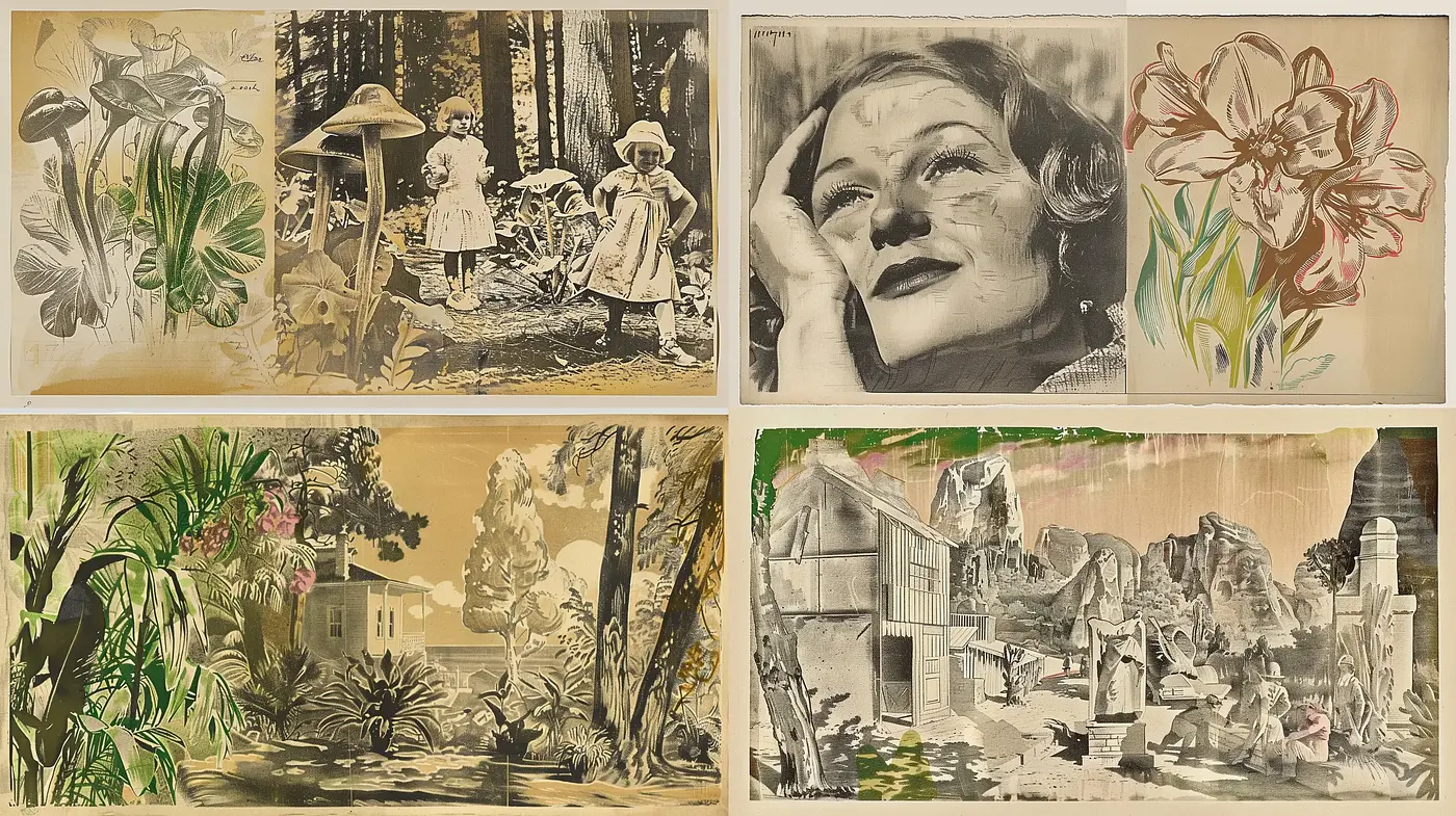 Sepia-toned Nostalgic Elegance: A Fusion of Illustrative and Photographic Realism - Midjourney sref style