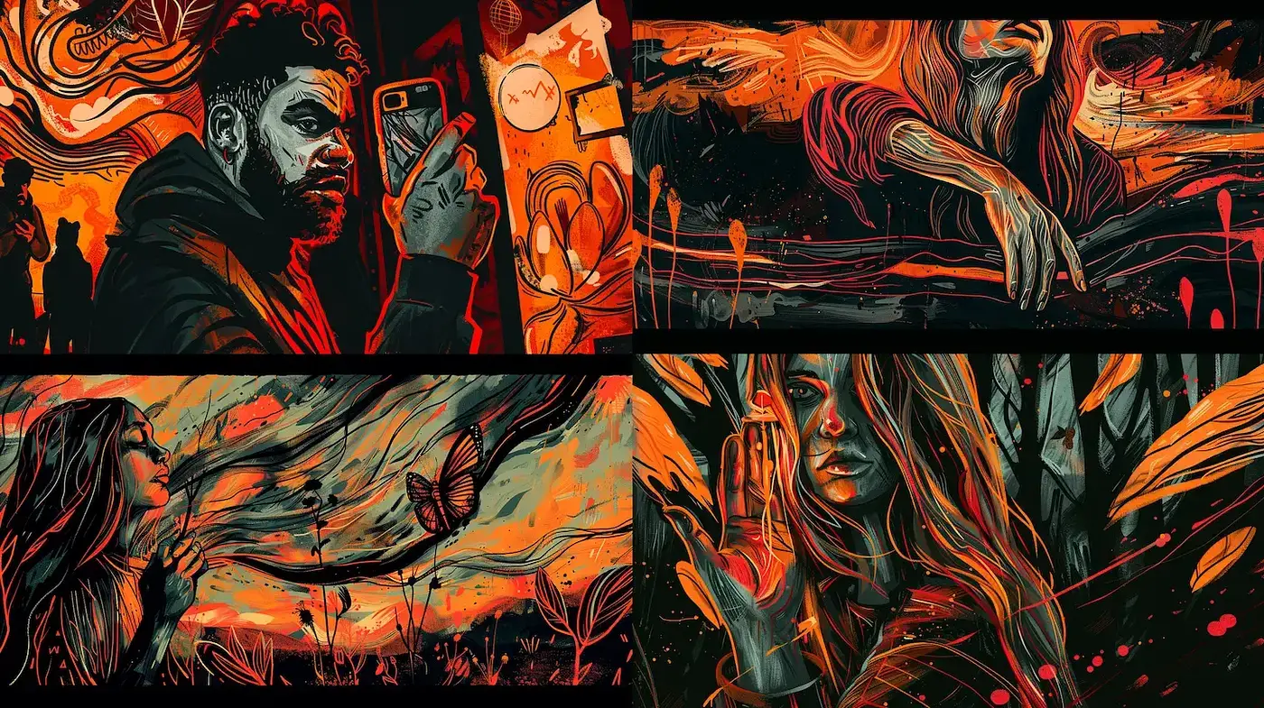Ethereal Brushstrokes in Nocturnal Hues: A Fusion of Dreams and Reality - Midjourney sref style