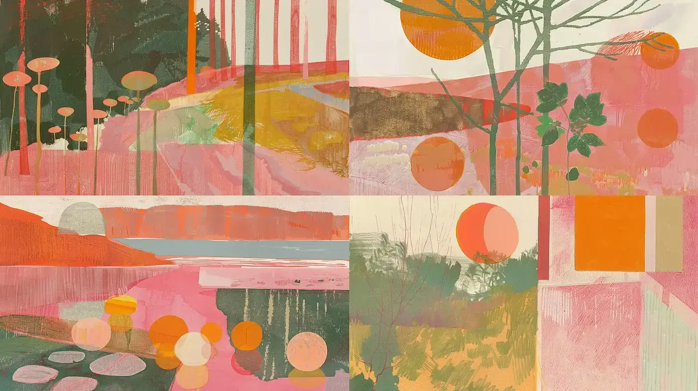 Consistent Elements of a Dreamlike, Abstract Landscape Style - Midjourney sref style